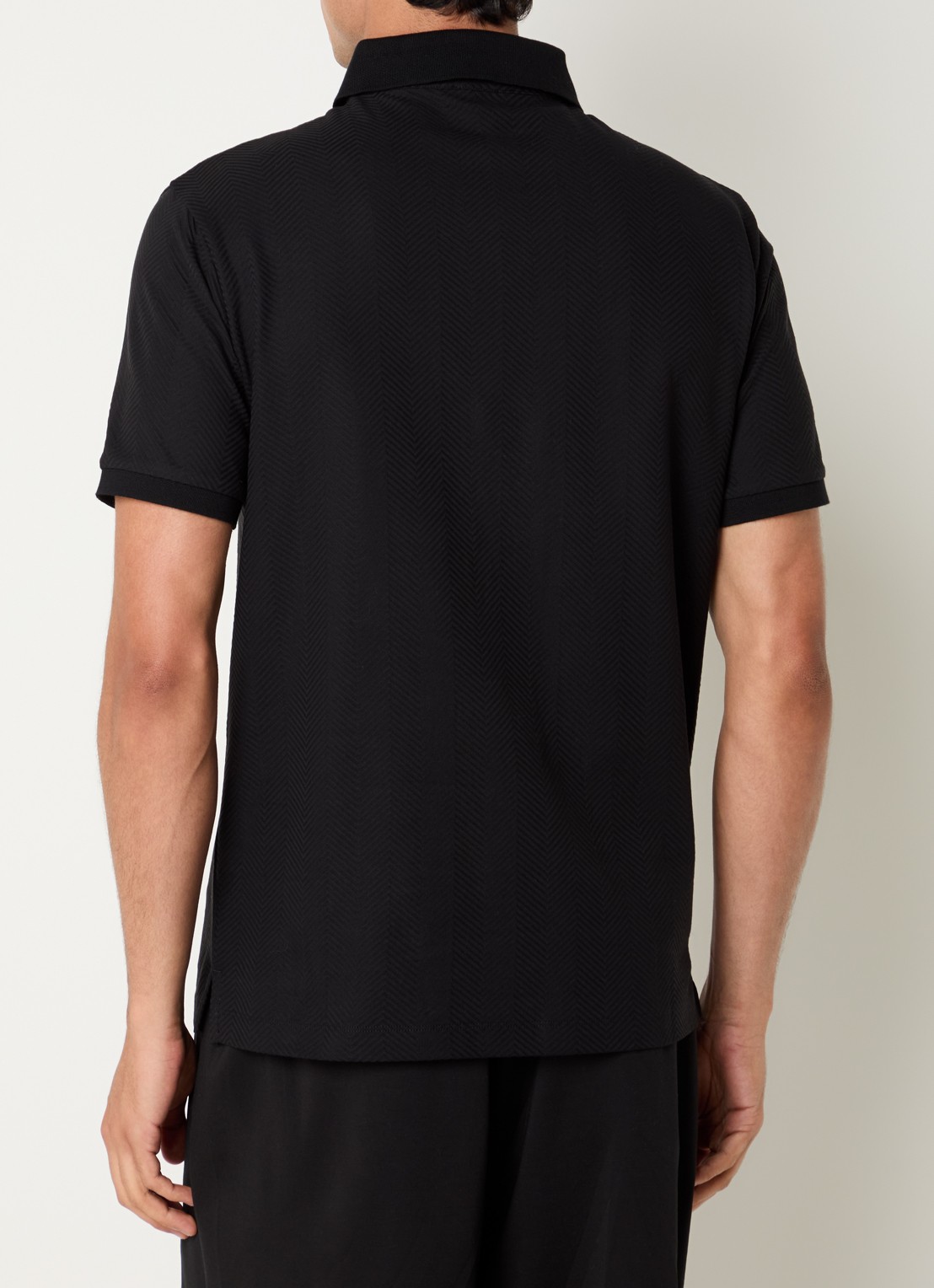 Armani Regular fit polo met structuur - achterkant 2 zwart