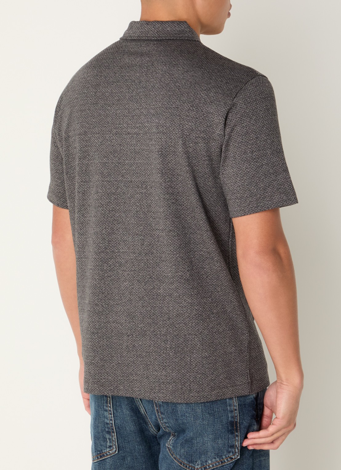 Armani Regular fit polo met structuur - achterkant 4 donkergrijs