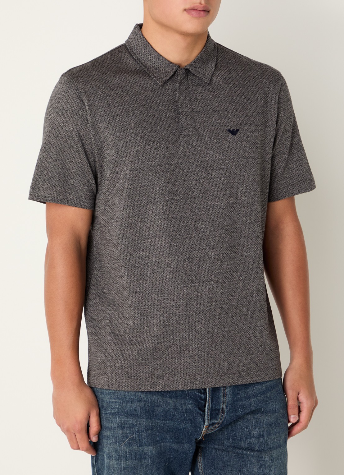 Armani Regular fit polo met structuur - detail donkergrijs