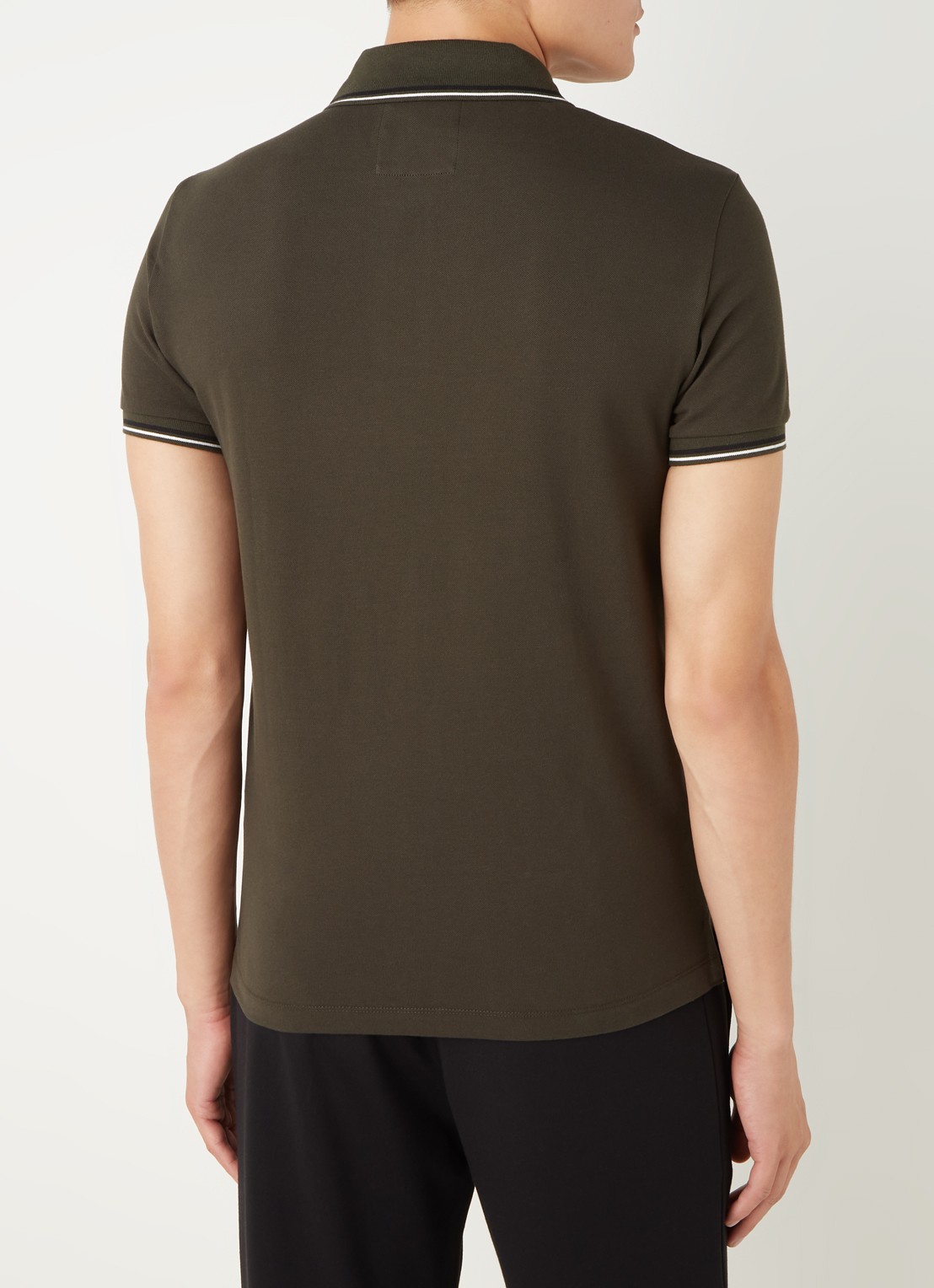 Armani Regular fit polo van piqué katoen met getipte boorden - achterkant 4 bronsgroen