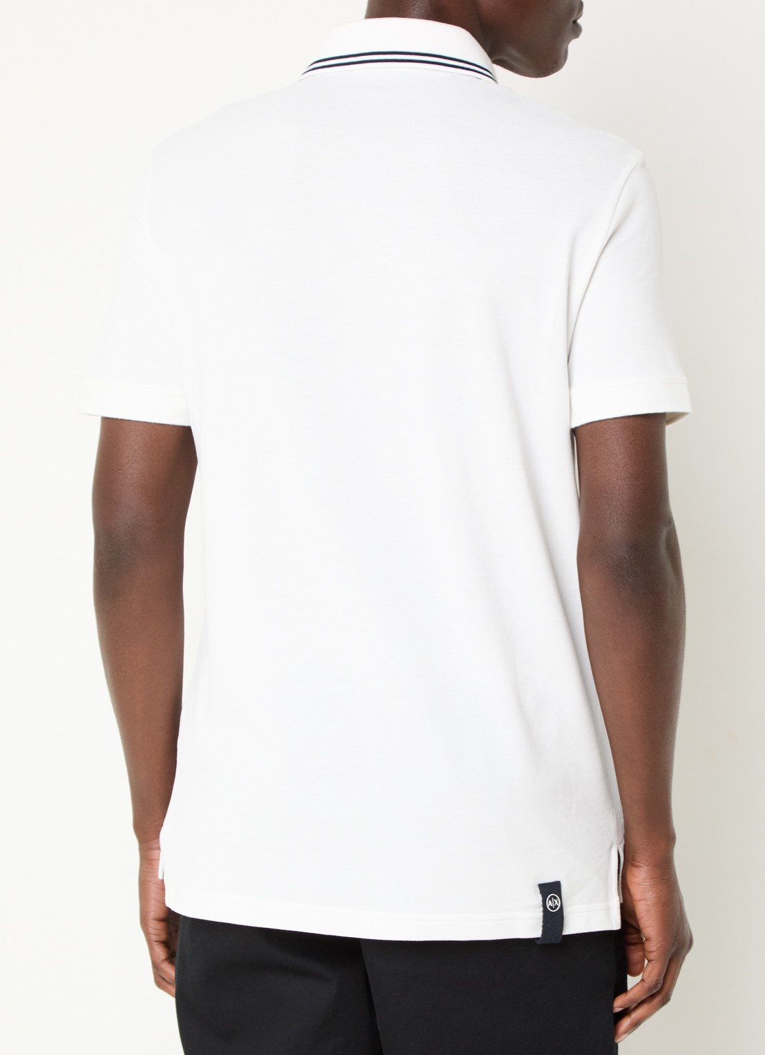 Armani Regular fit polo van piqué katoen met halve rits - achterkant gebroken wit