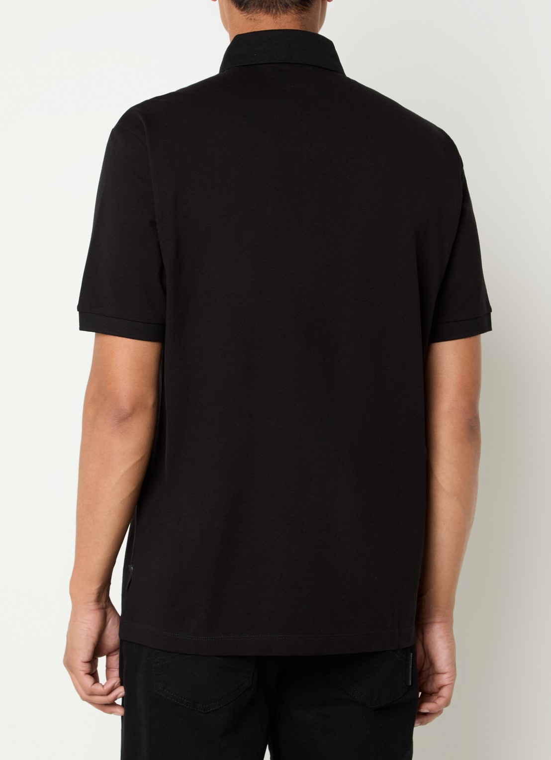 Armani Regular fit polo van piqué katoen met logo - achterkant 3 zwart