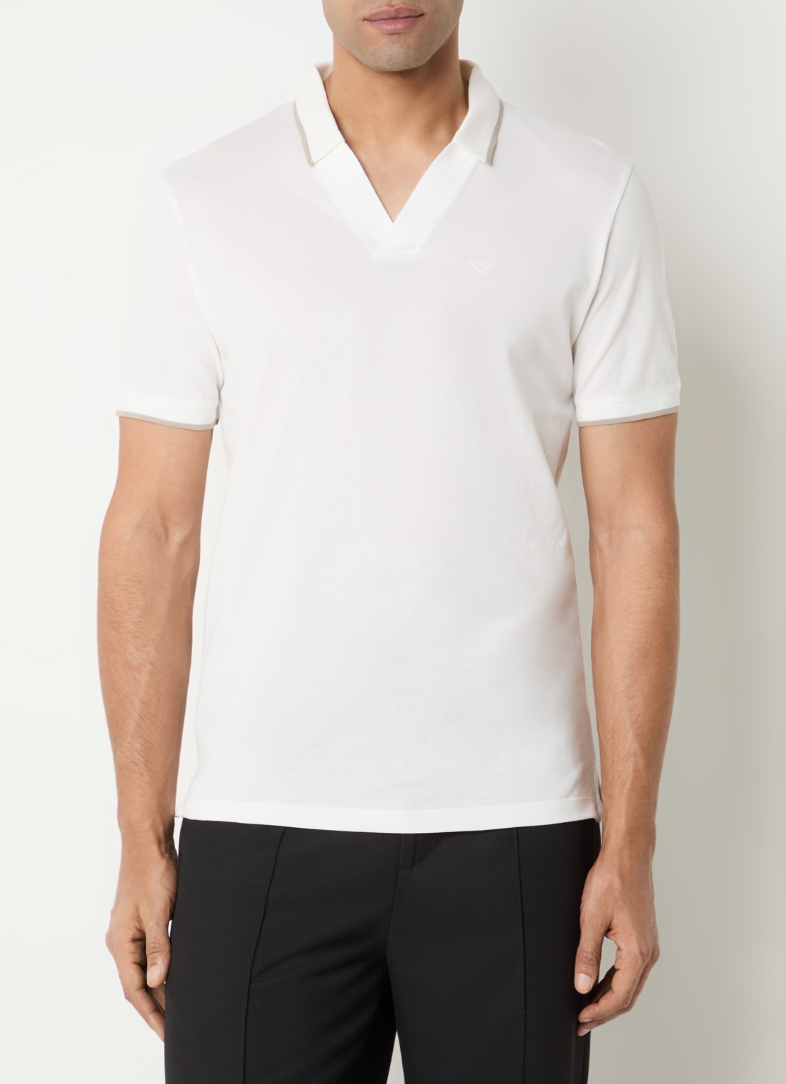 Armani Regular fit polo van piqué katoen met logo - detail wit