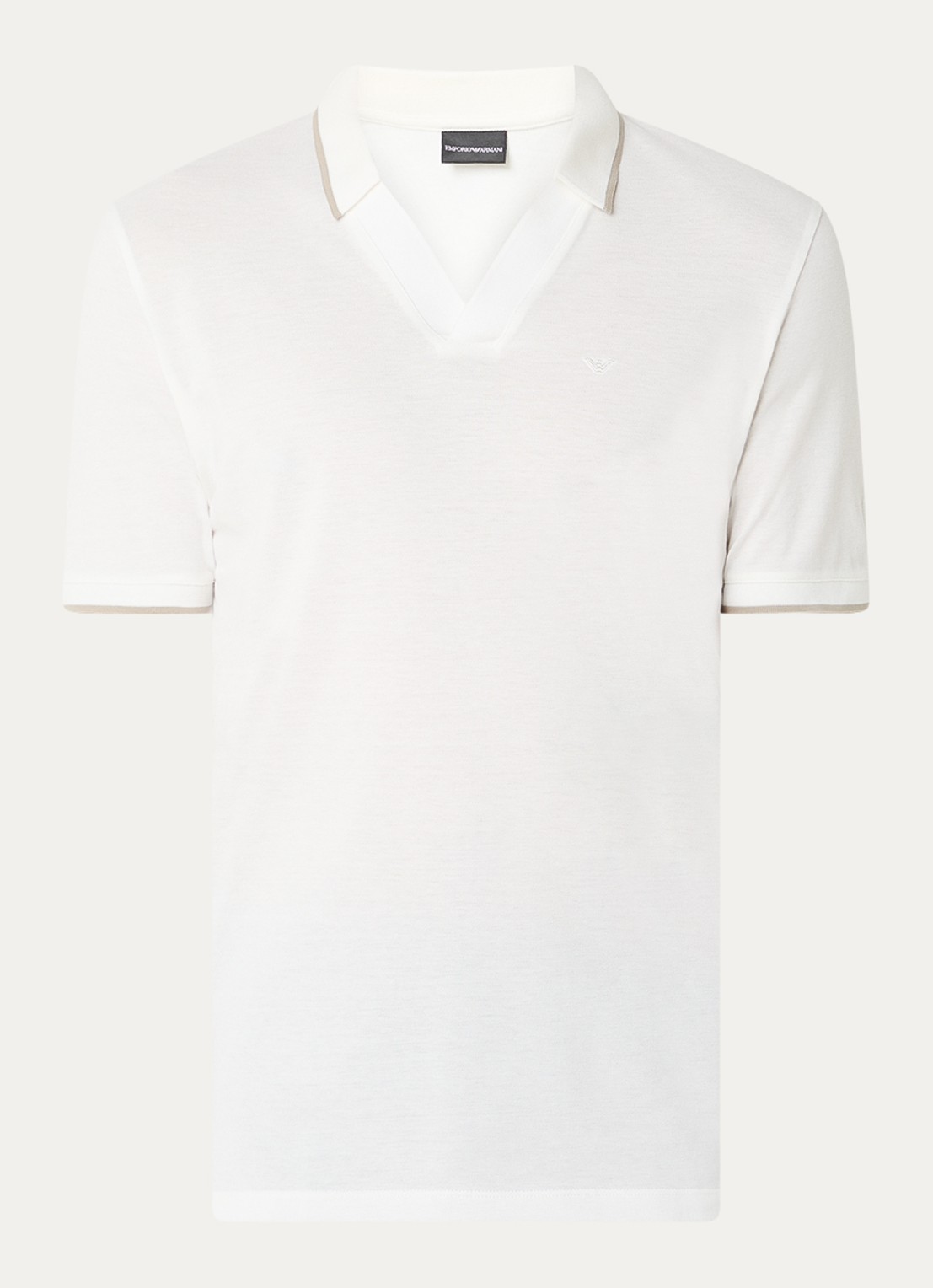 Armani Regular fit polo van piqué katoen met logo - voorkant 2 wit