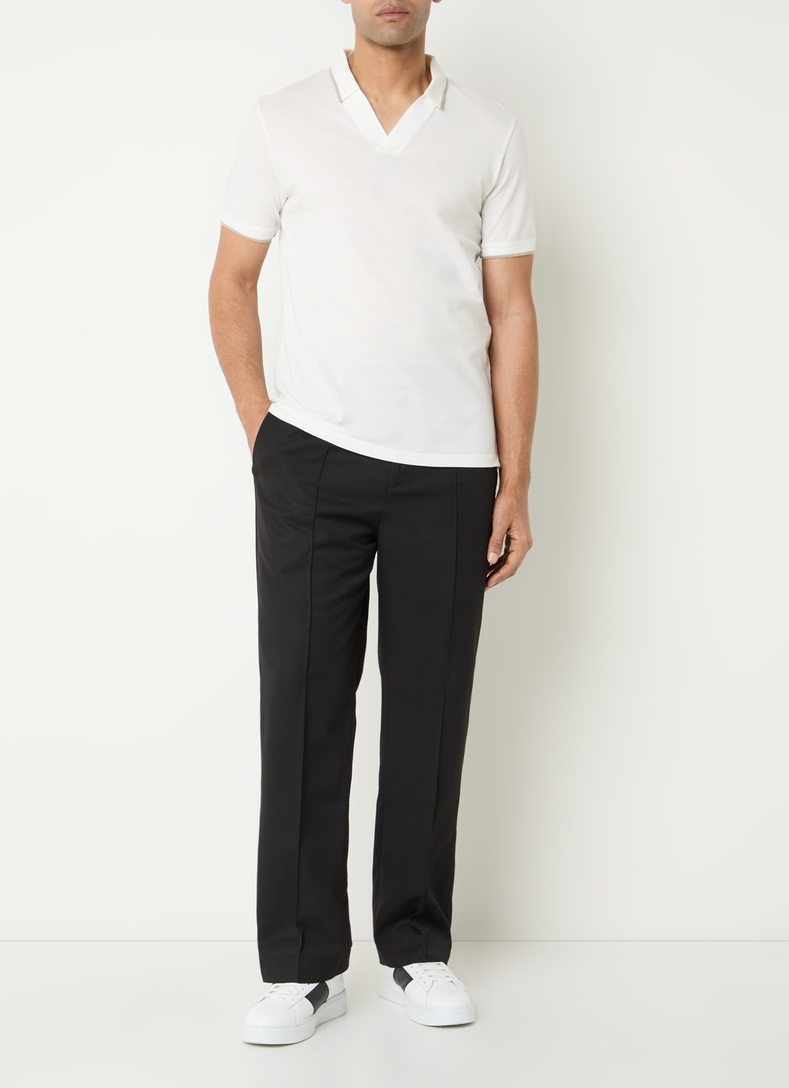 Armani Regular fit polo van piqué katoen met logo - voorkant 3 wit