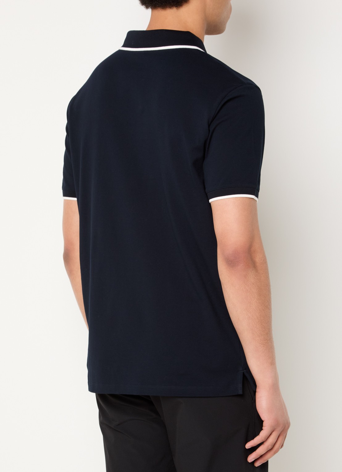Armani Regular fit polo van piqué katoen met logo - achterkant 4 donkerblauw