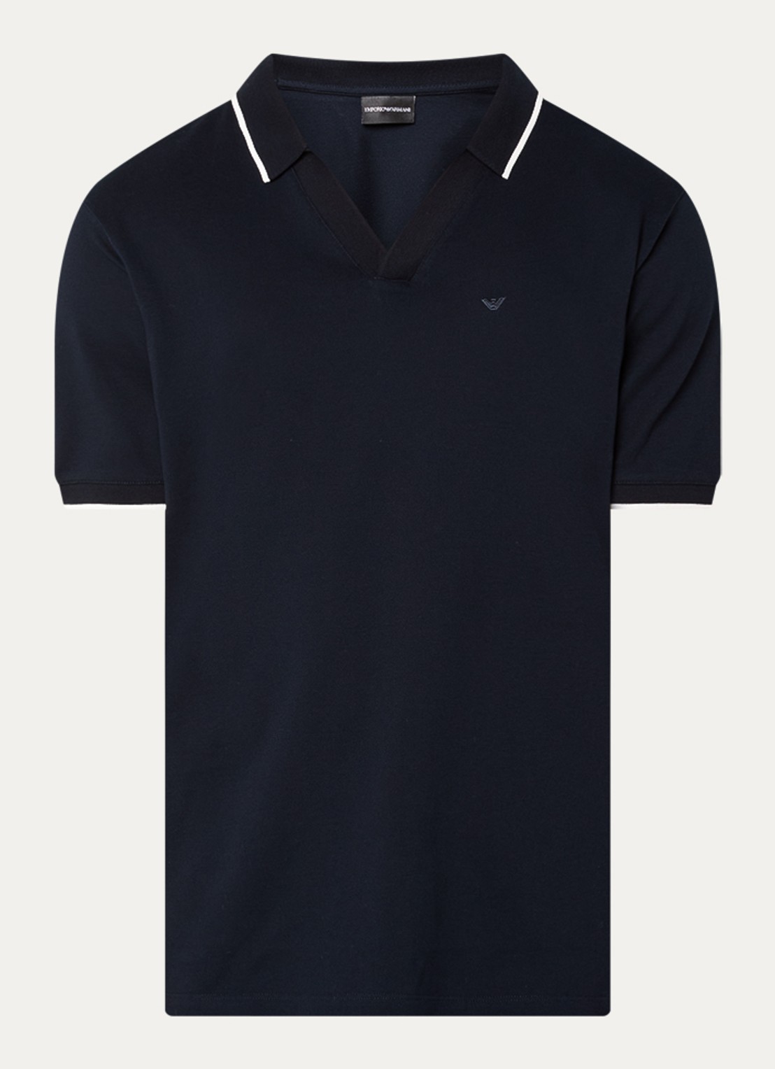 Armani Regular fit polo van piqué katoen met logo - voorkant donkerblauw