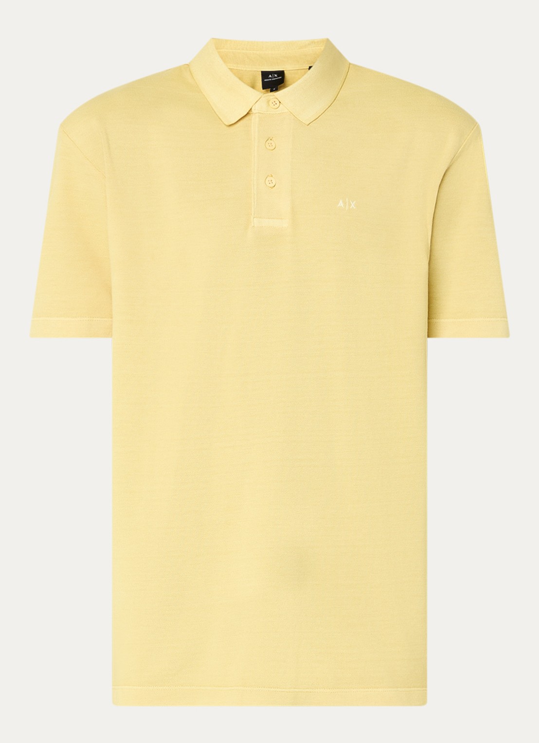 Armani Regular fit polo van piqué katoen met logoborduring - voorkant 2 geel