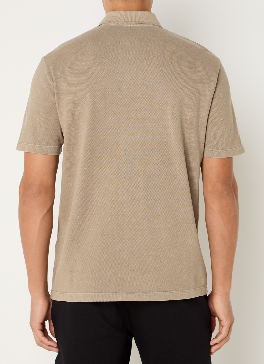 Armani Regular fit polo van piqué katoen met logoborduring - achterkant 4 zand