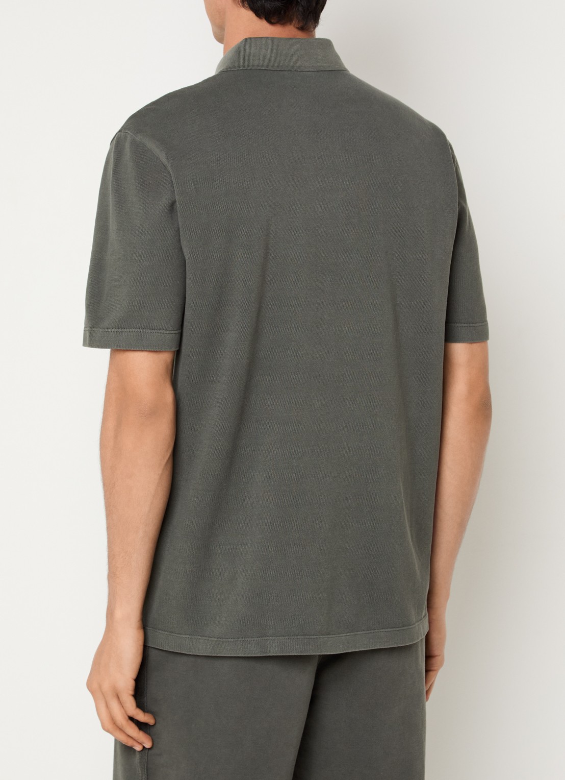 Armani Regular fit polo van piqué katoen met logoborduring - achterkant 3 olijfgroen