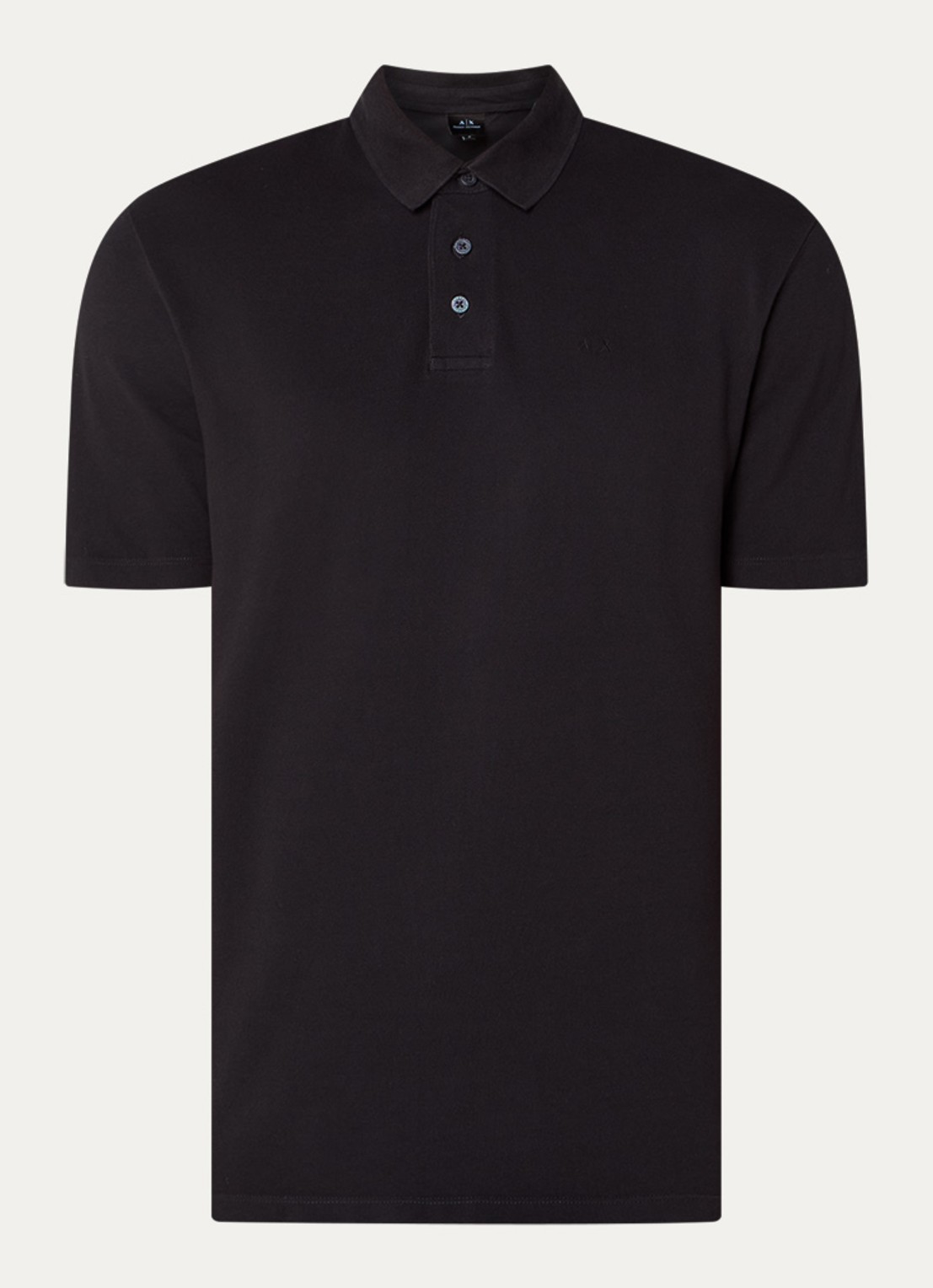 Armani Regular fit polo van piqué katoen met logoborduring - voorkant donkerblauw