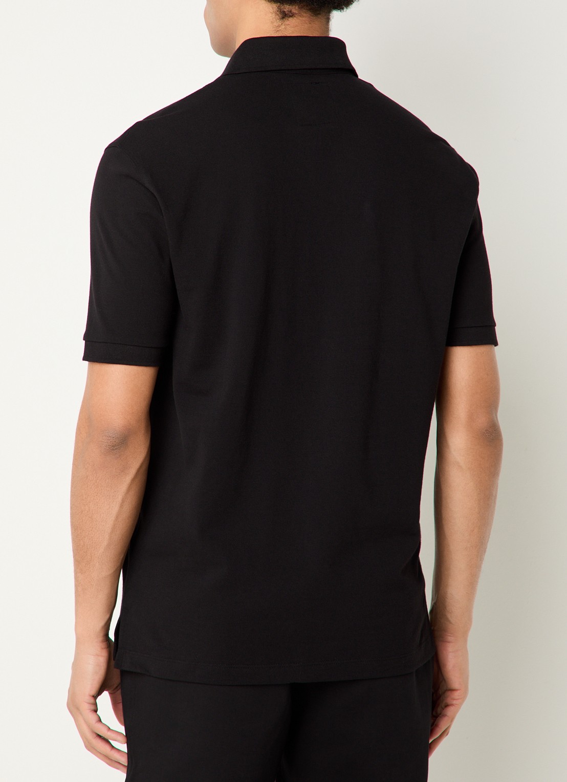 Armani Regular fit polo van piqué katoen met logoborduring - achterkant 2 zwart