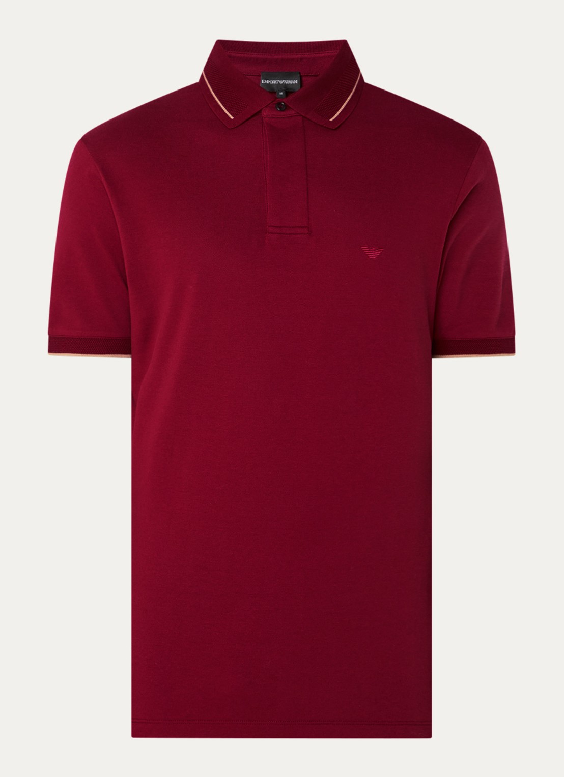 Armani Regular fit polo van piqué katoen met logoborduring - voorkant donkerrood