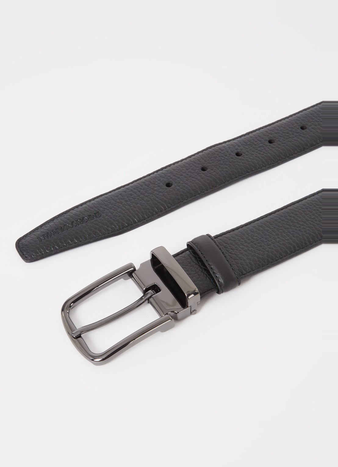 Armani Reversible riem van leer  - detail 2 zwart
