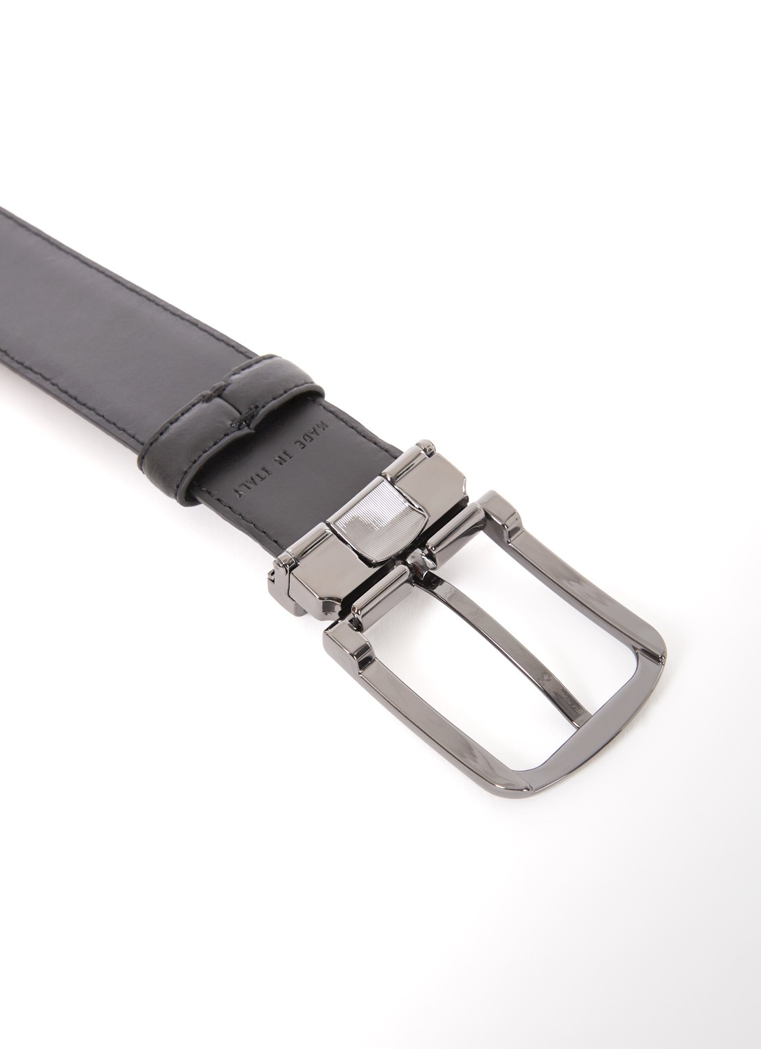 Armani Reversible riem van leer  - detail 3 zwart