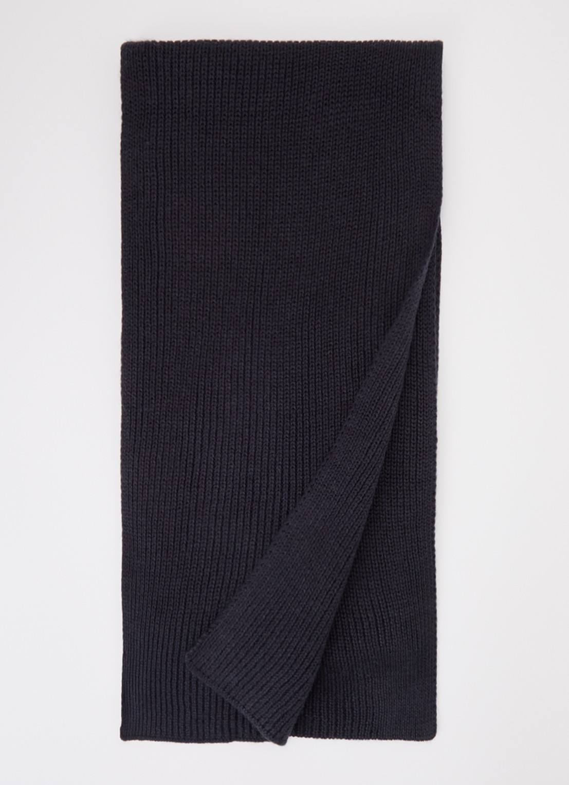 Armani Ribgebreide sjaal in wolblend 190 x 25 cm - voorkant 2 donkerblauw