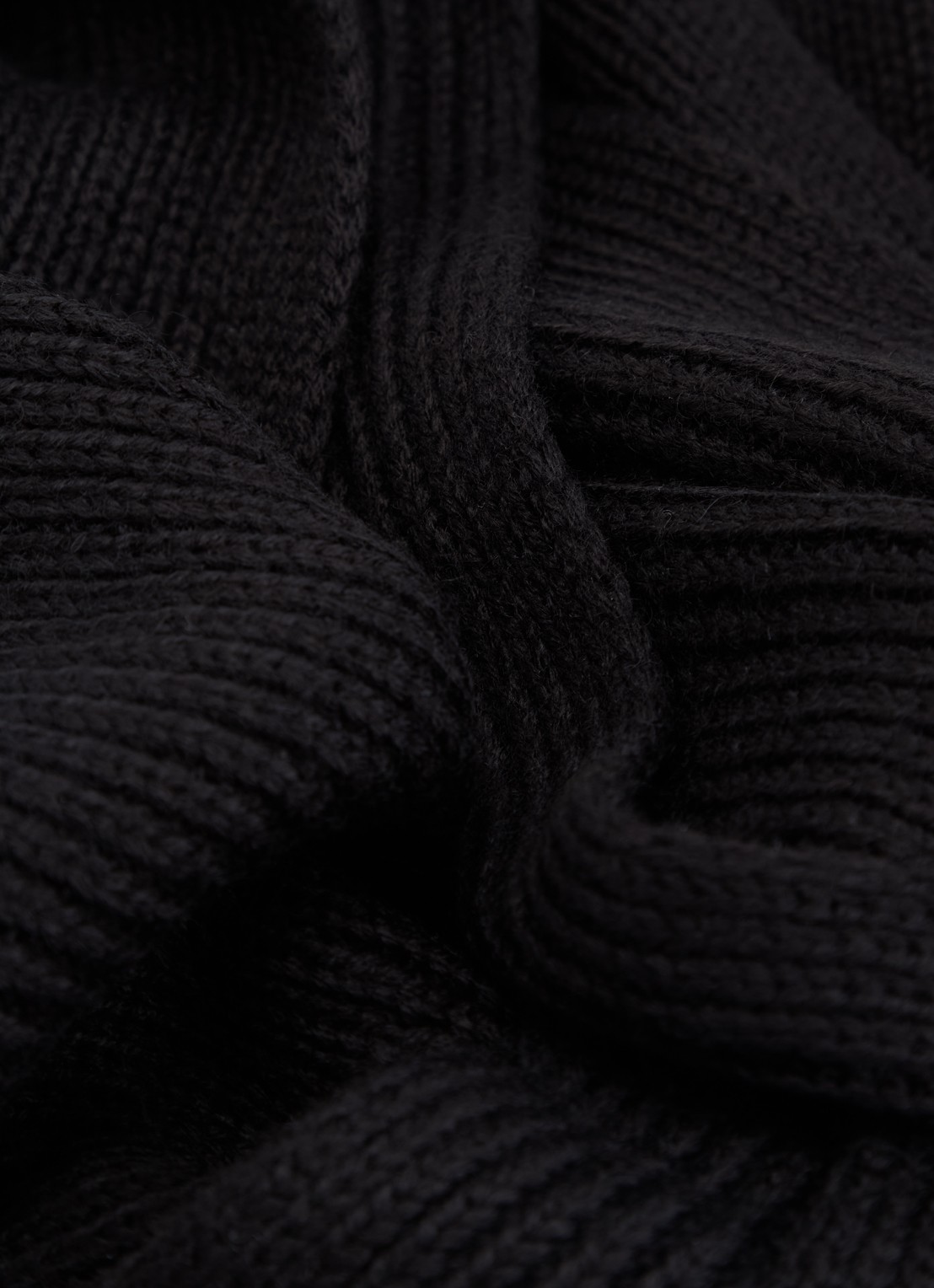 Armani Ribgebreide sjaal in wolblend 190 x 25 cm - detail 3 zwart