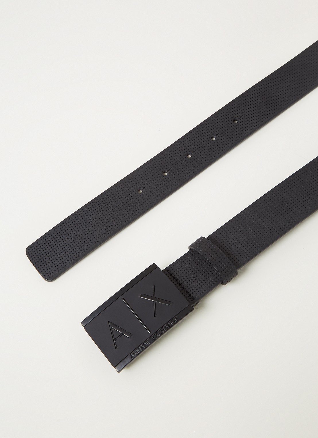 Armani Riem van leer met logo - detail zwart