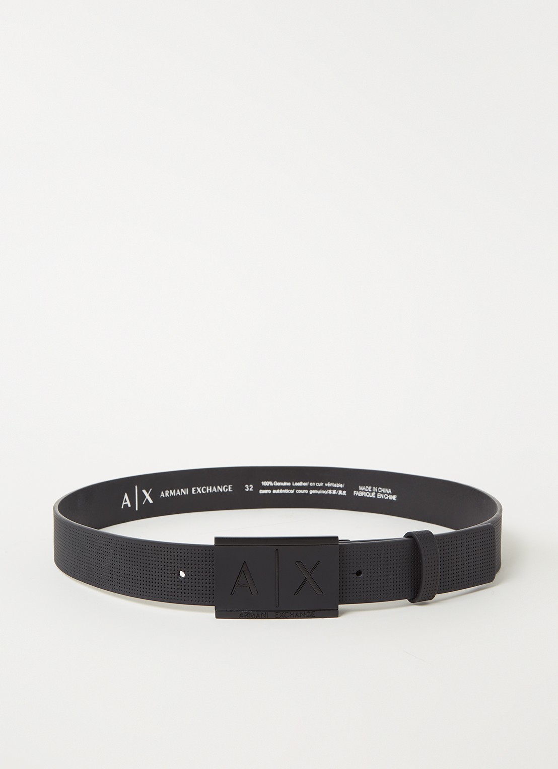 Armani Riem van leer met logo - voorkant 2 zwart