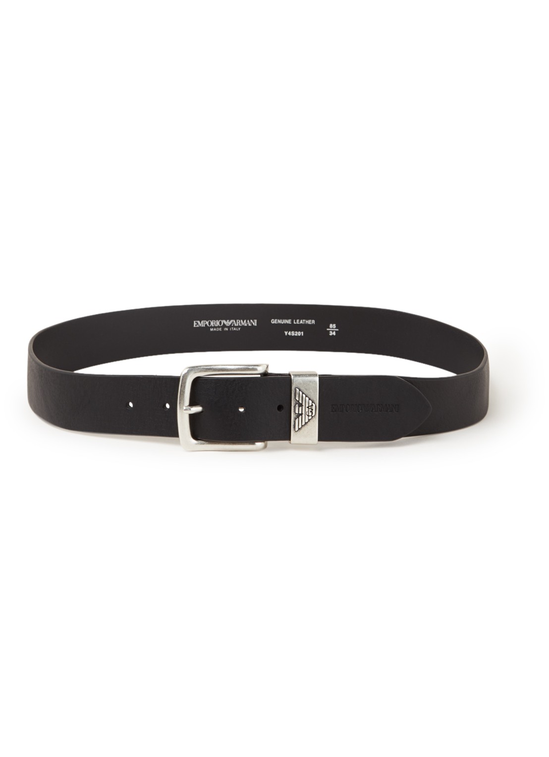 Armani Riem van leer met logo - voorkant 2 zwart