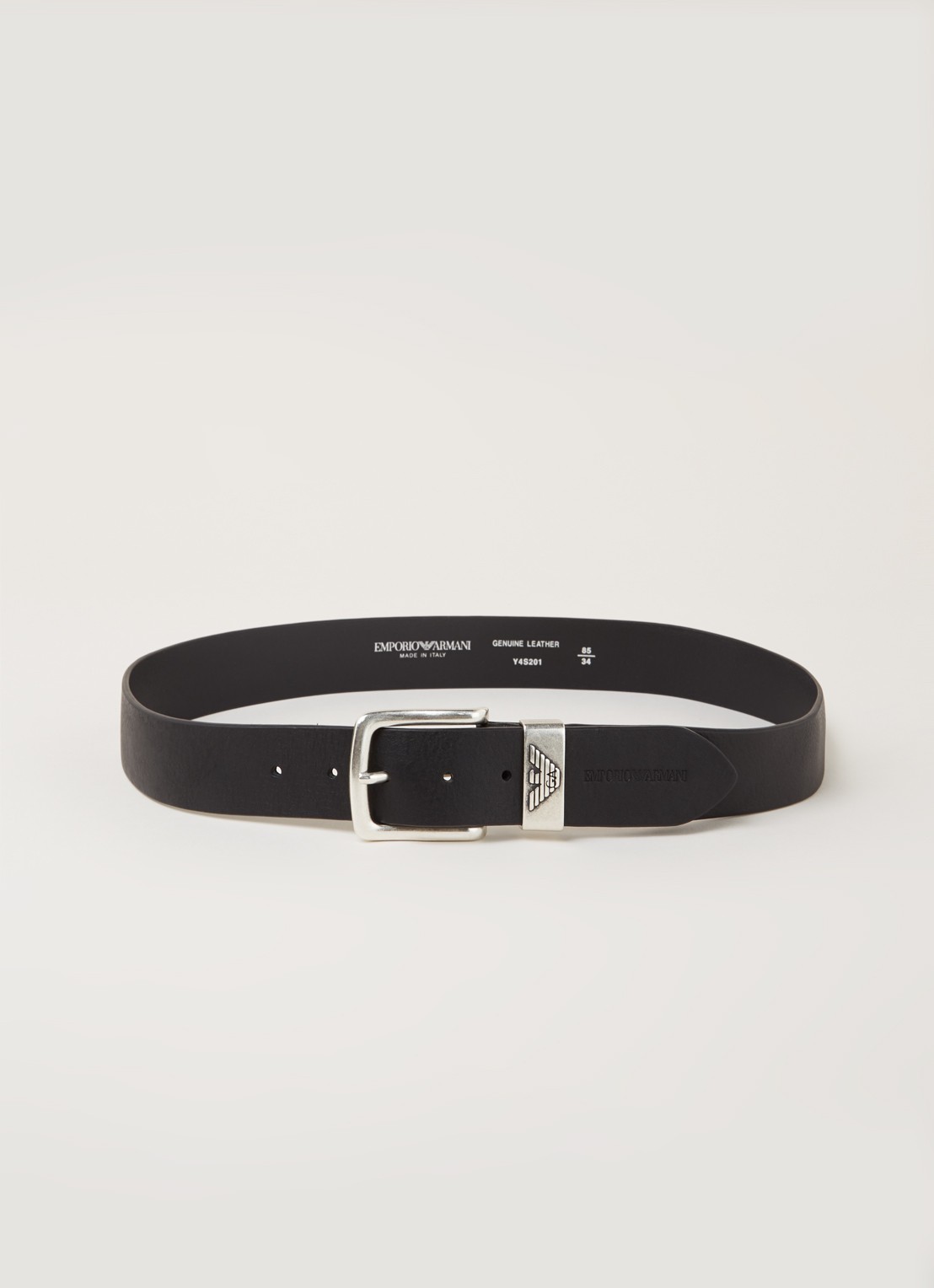 Armani Riem van leer met logo - voorkant 3 zwart
