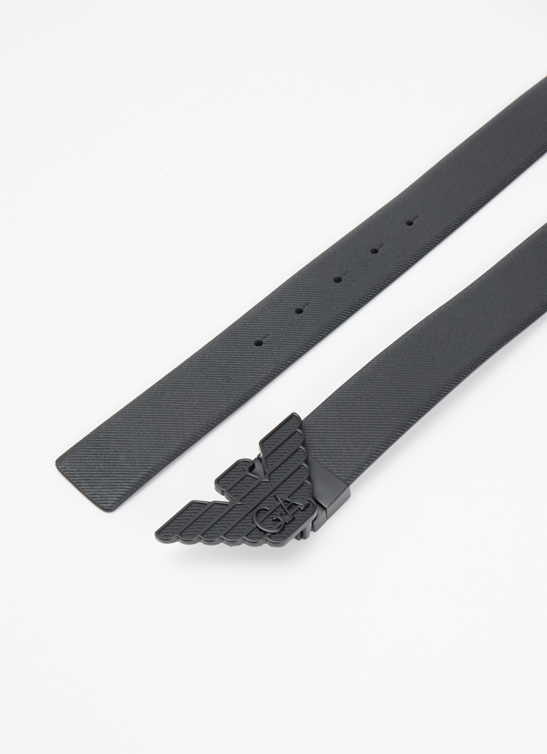 Armani Riem van leer met logo - detail 2 zwart