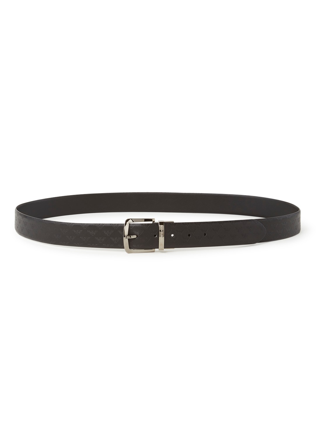 Armani Riem van leer met logoprint - voorkant 2 zwart