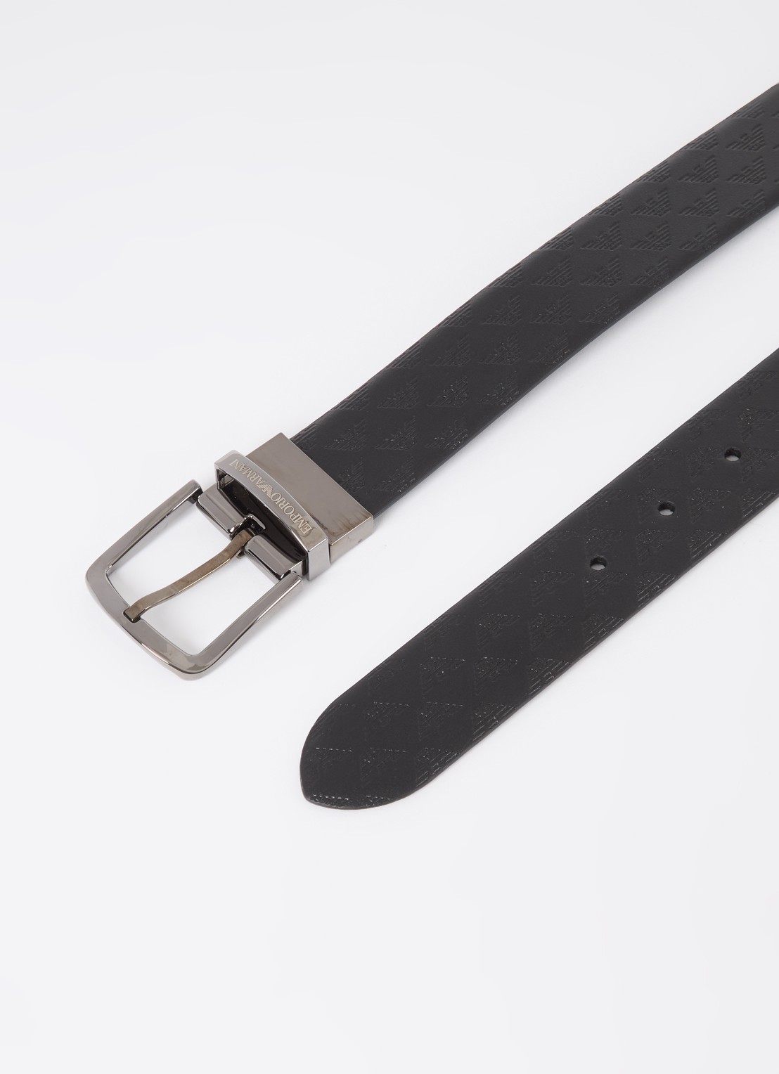 Armani Riem van leer met logoprint - detail 2 donkerbruin