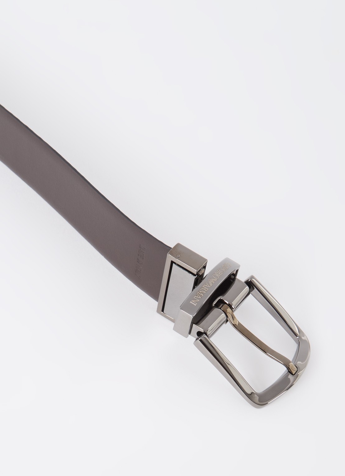 Armani Riem van leer met logoprint - detail 3 donkerbruin