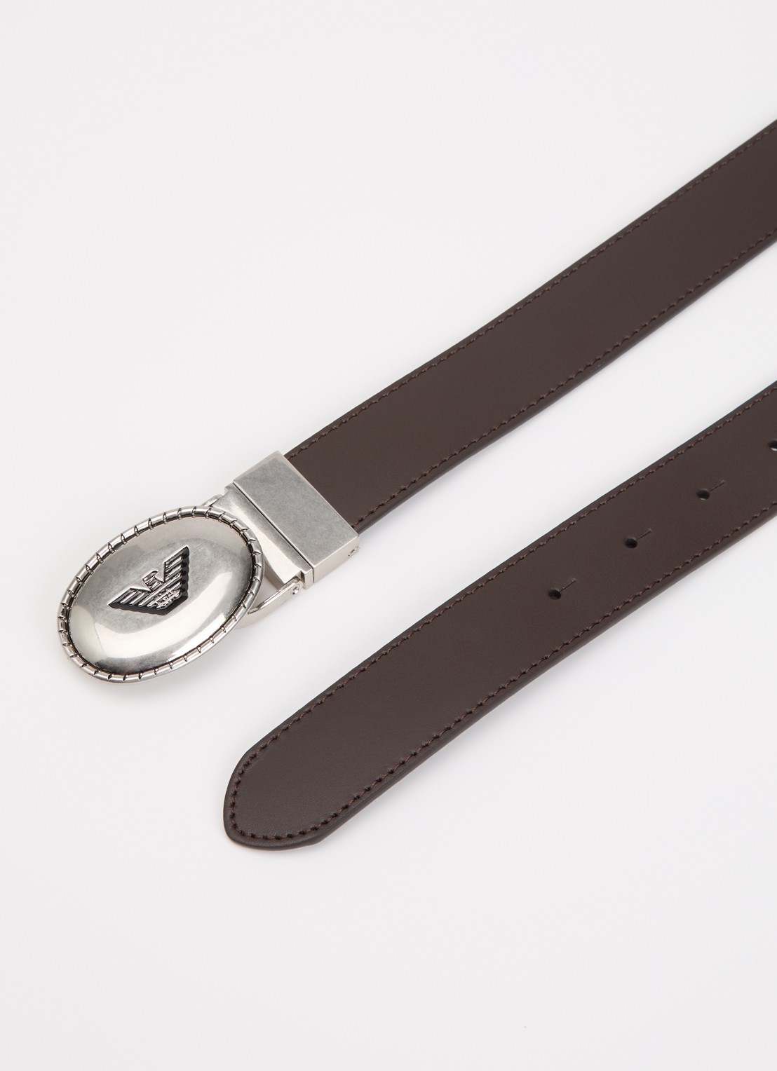 Armani Riem van leer - detail donkerbruin