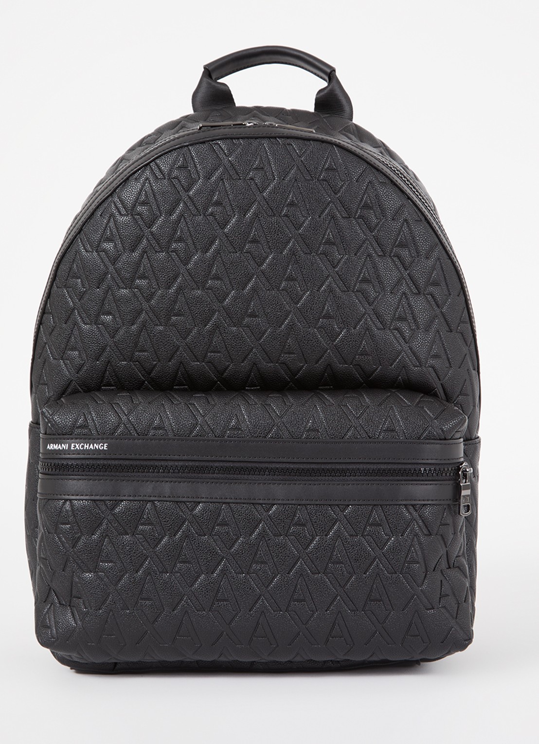 Armani Rugzak met logoprint en 13 inch laptopvak  - voorkant 2 zwart