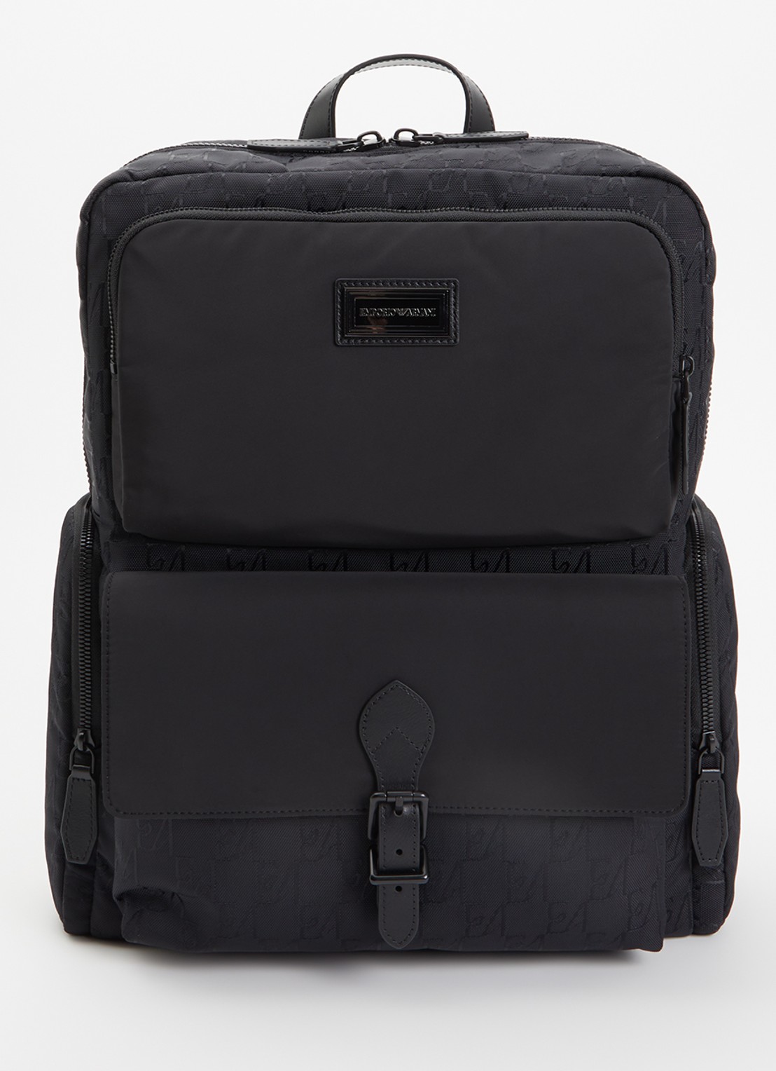Armani Rugzak met logoprint en 15 inch laptopvak - voorkant 2 zwart