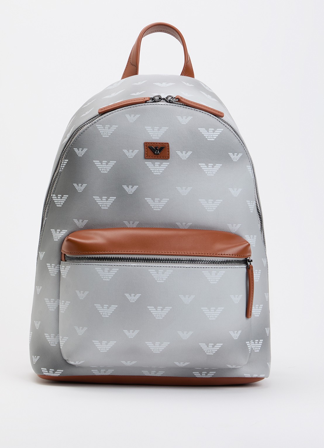 Armani Rugzak van canvas met logoprint en details van leer - voorkant 3 grijs