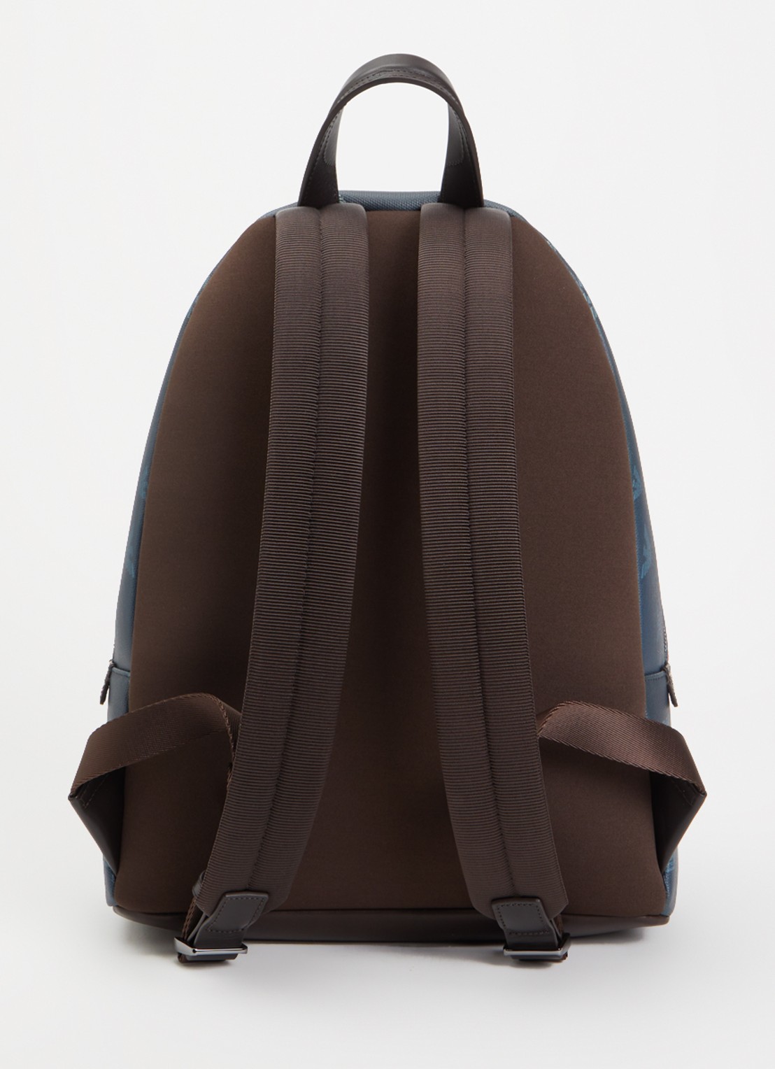 Armani Rugzak van canvas met logoprint en details van leer - achterkant blauwgrijs