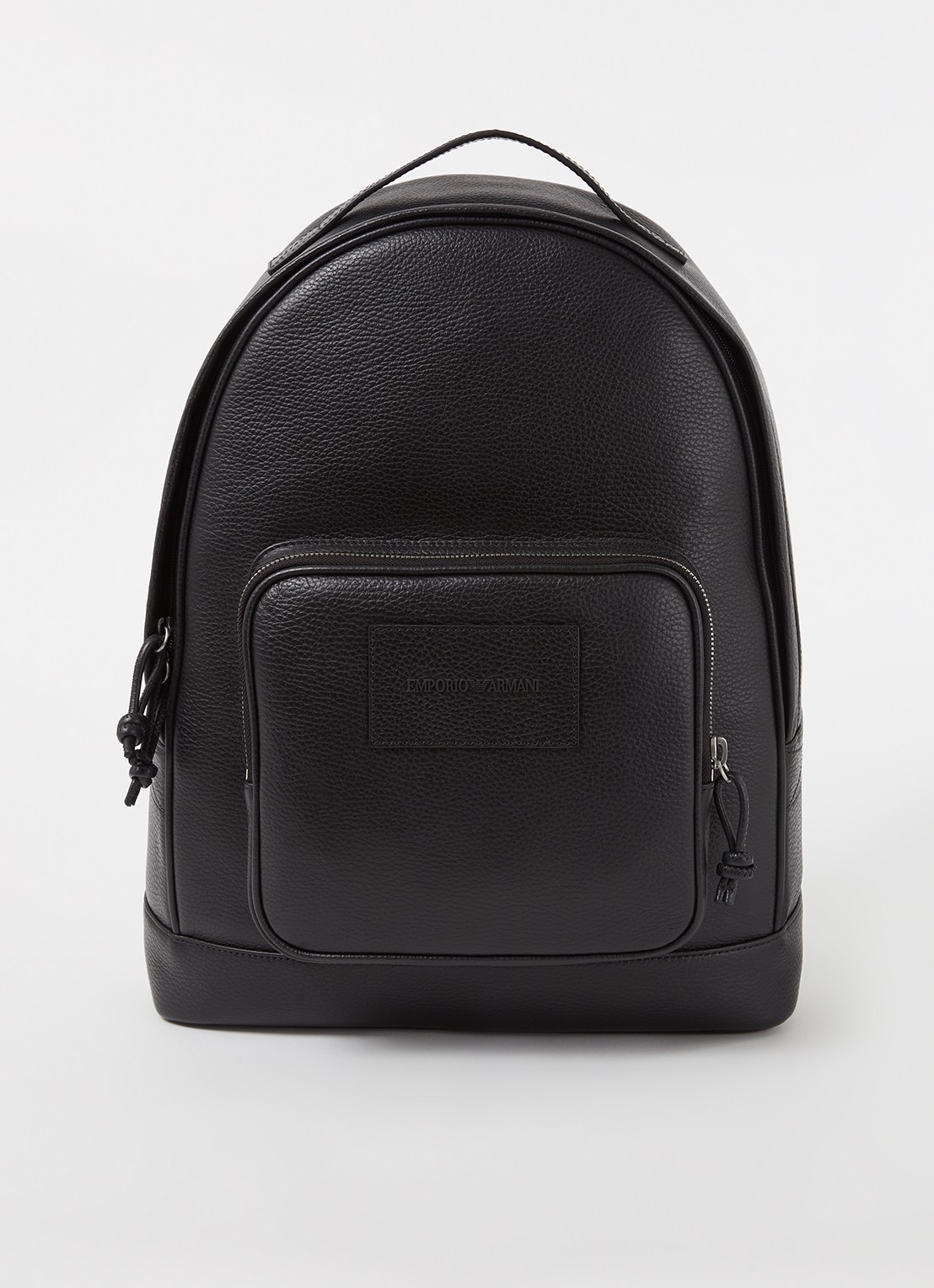 Armani Rugzak van leer met 13 inch laptopvak - voorkant 3 zwart
