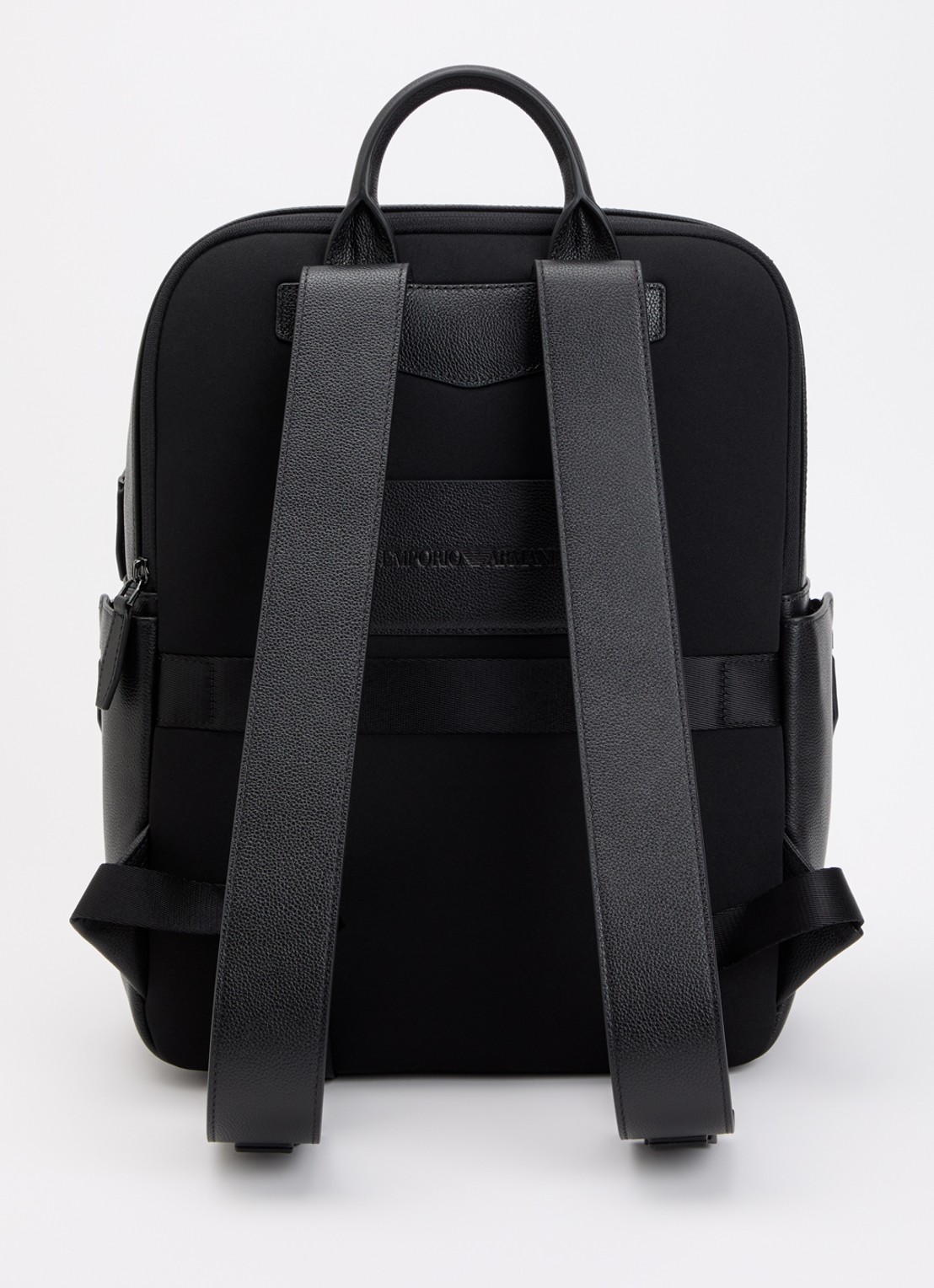 Armani Rugzak van leer met 13 inch laptopvak - achterkant 2 zwart