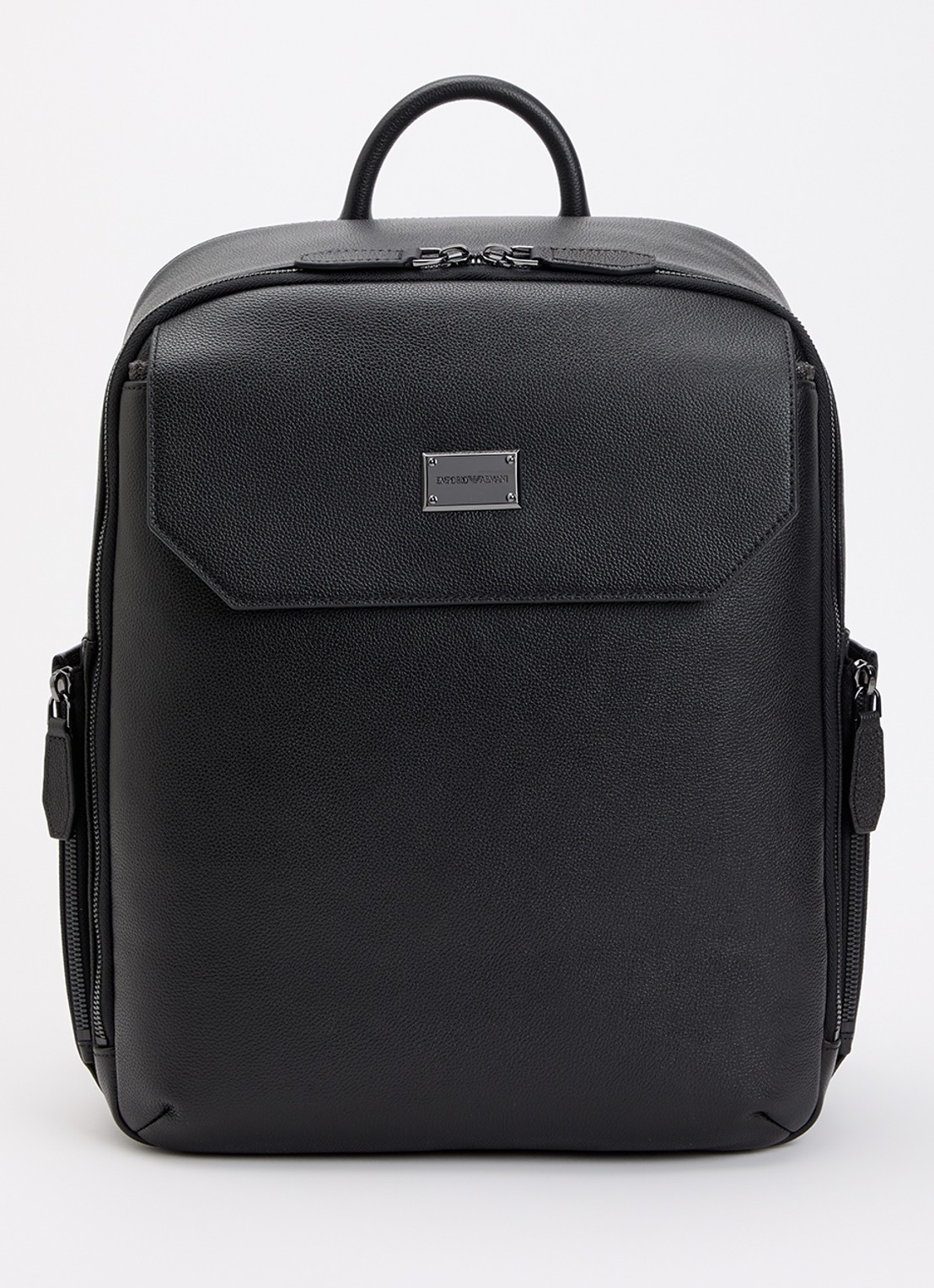Armani Rugzak van leer met 13 inch laptopvak - voorkant zwart