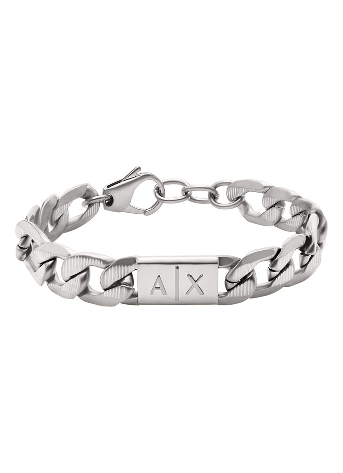 Armani Schakelarmband met logo AXG0077040 - voorkant zilver