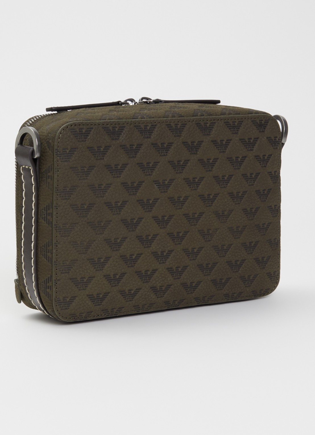Armani Schoudertas met details van leer en logoprint  - achterkant 4 olijfgroen
