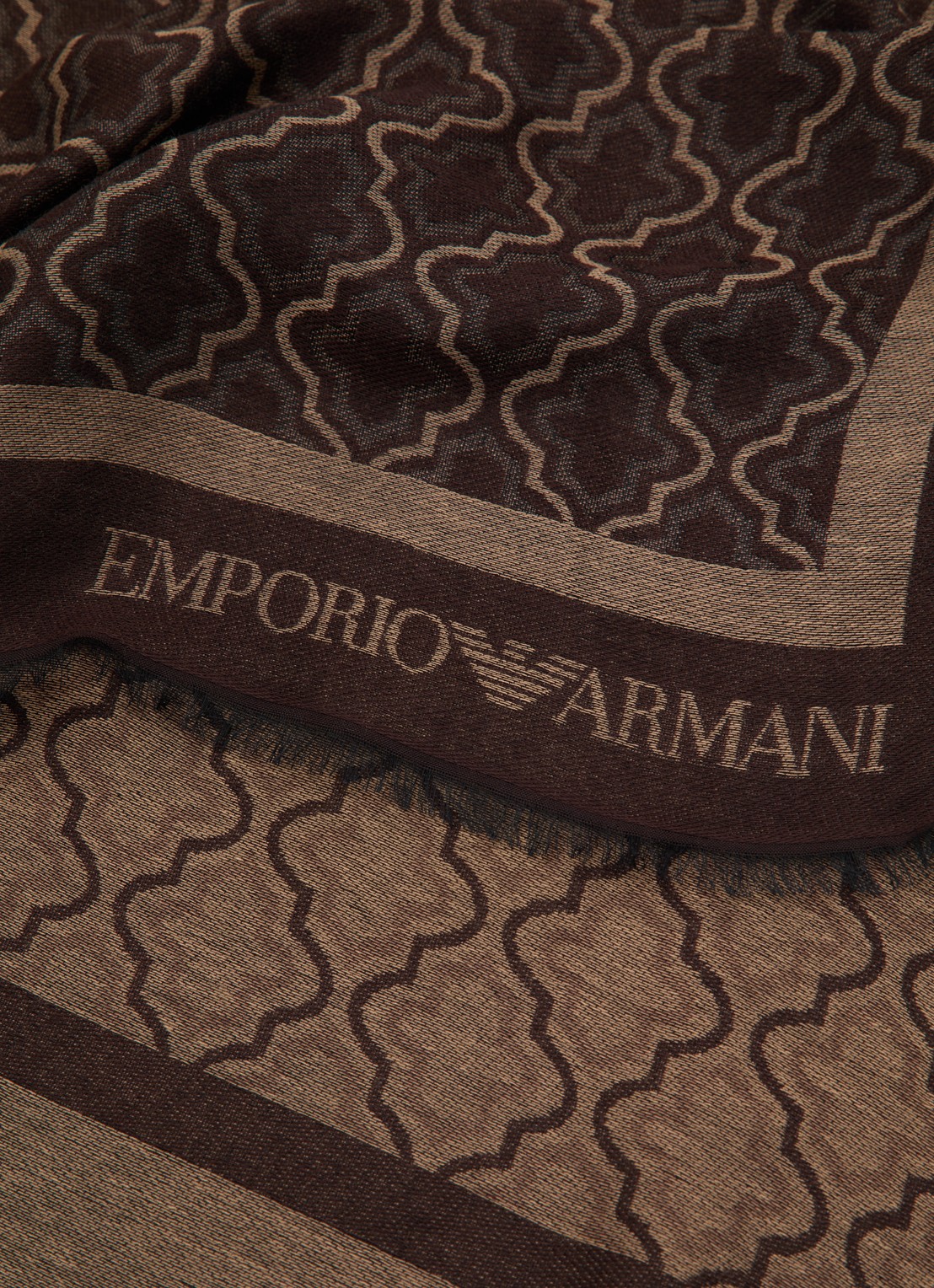 Armani Sjaal met grafische print 180 x 50 cm - detail 3 donkerbruin