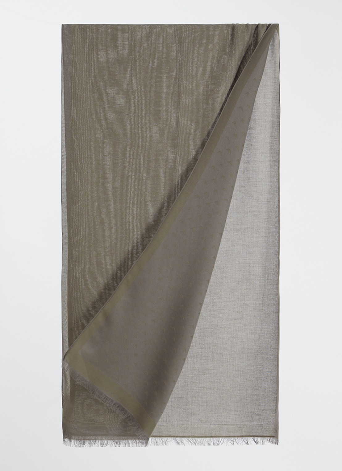 Armani Sjaal met logoprint 180 x 80 cm - detail bronsgroen