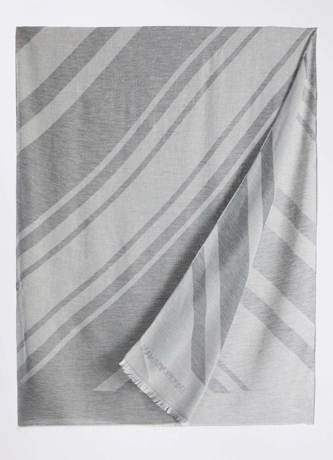Armani Sjaal met print en logo 135 x 75 cm  - detail 2 grijs
