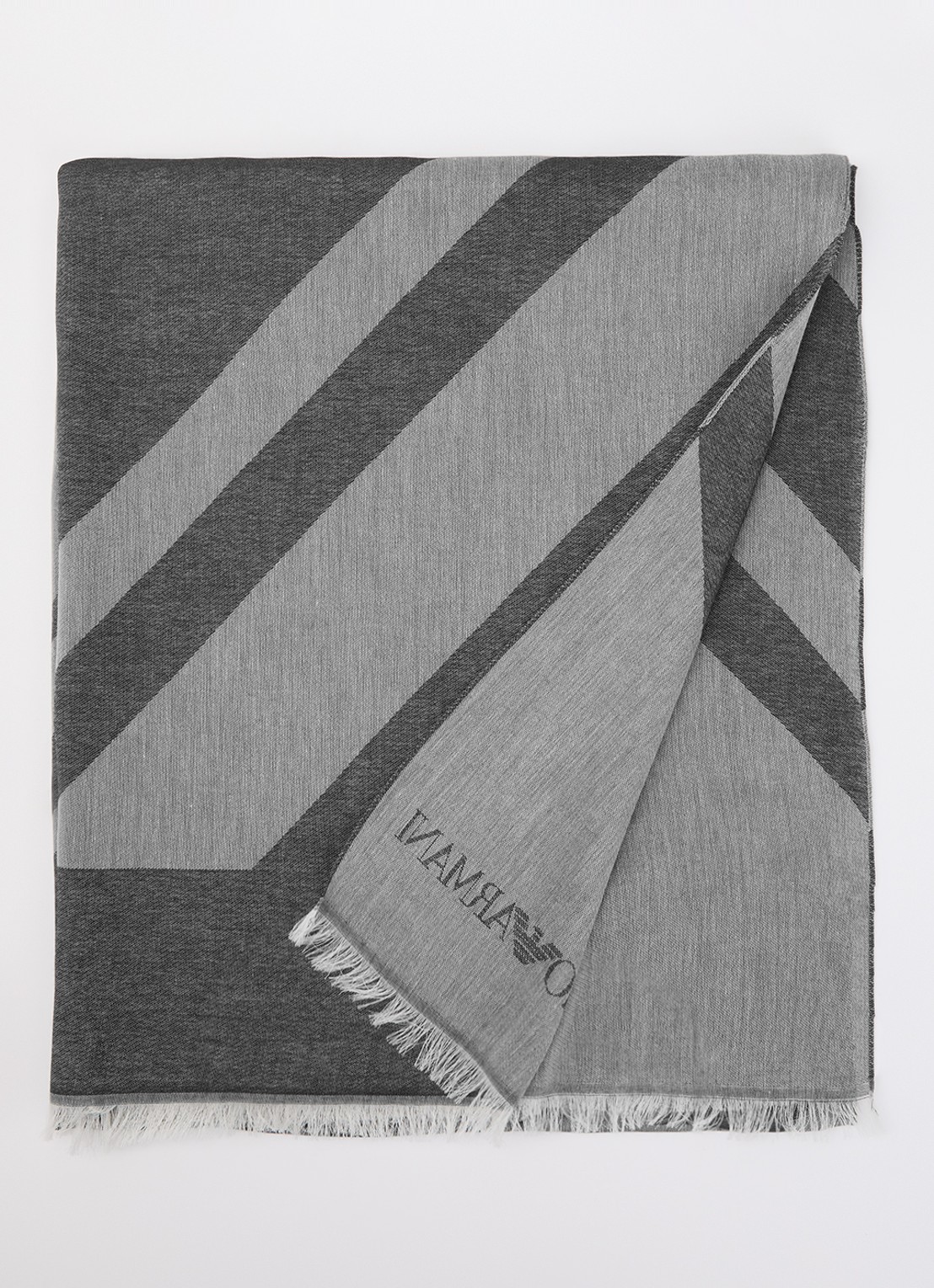 Armani Sjaal met print en logo 135 x 75 cm  - voorkant 3 zwart
