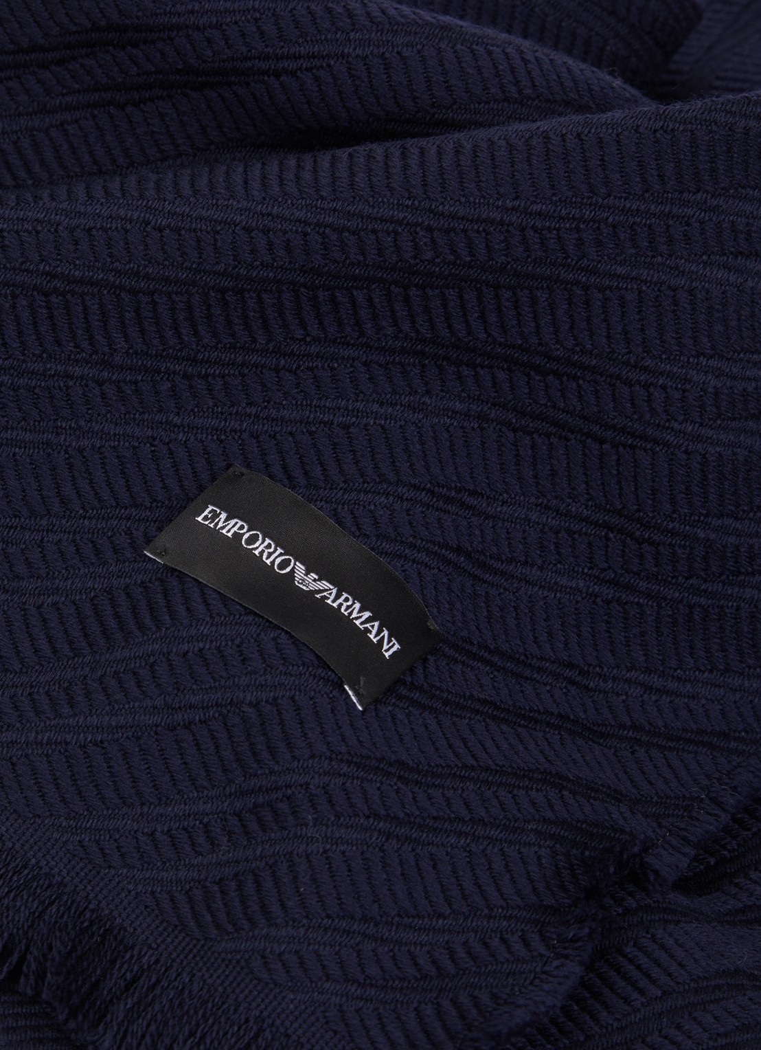 Armani Sjaal van scheerwol 180 x 39 cm - detail 3 donkerblauw