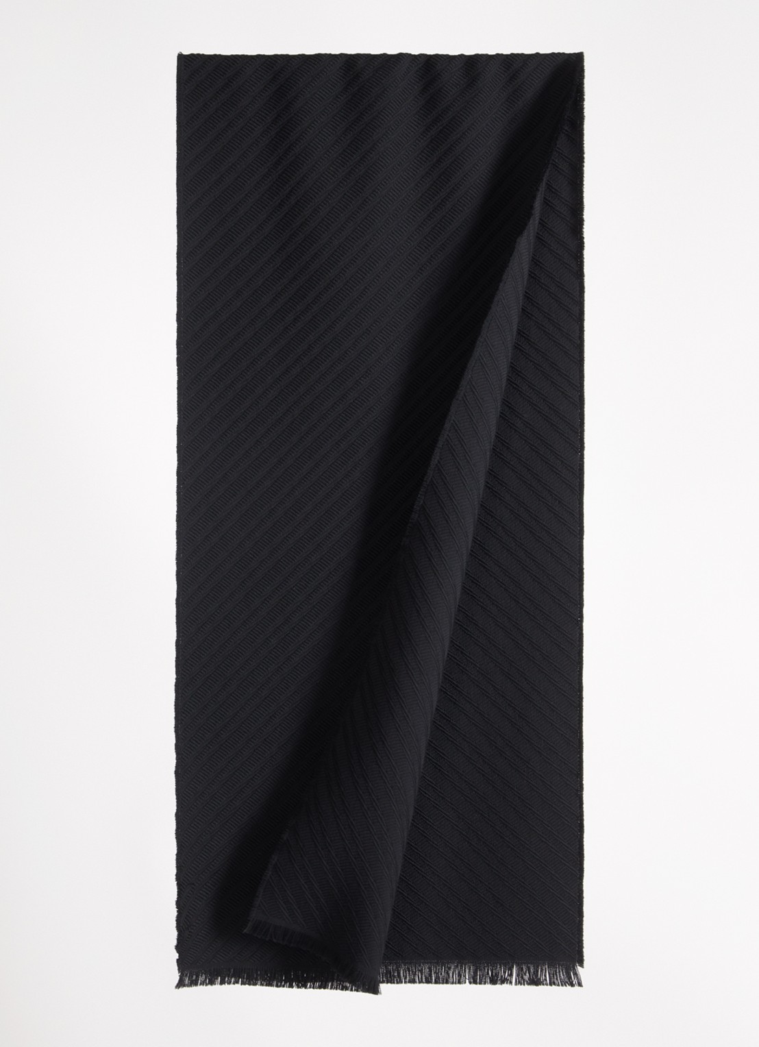 Armani Sjaal van scheerwol 180 x 39 cm - detail 2 zwart