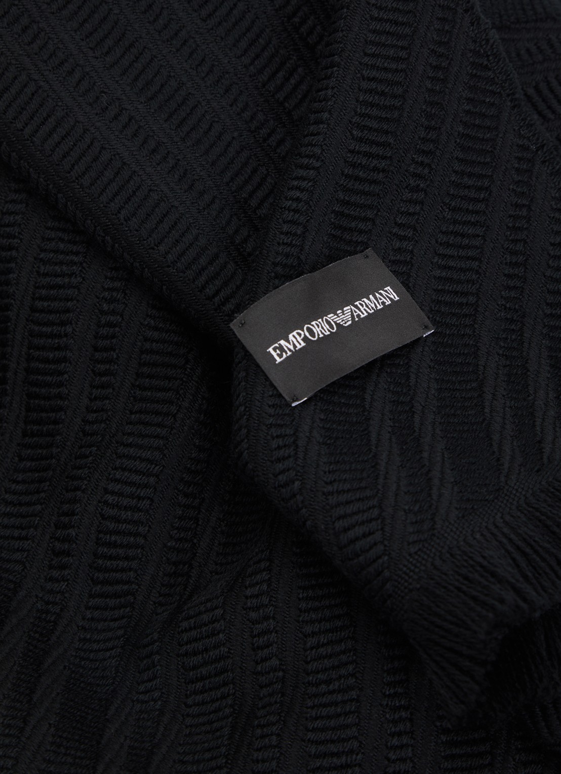 Armani Sjaal van scheerwol 180 x 39 cm - detail 3 zwart