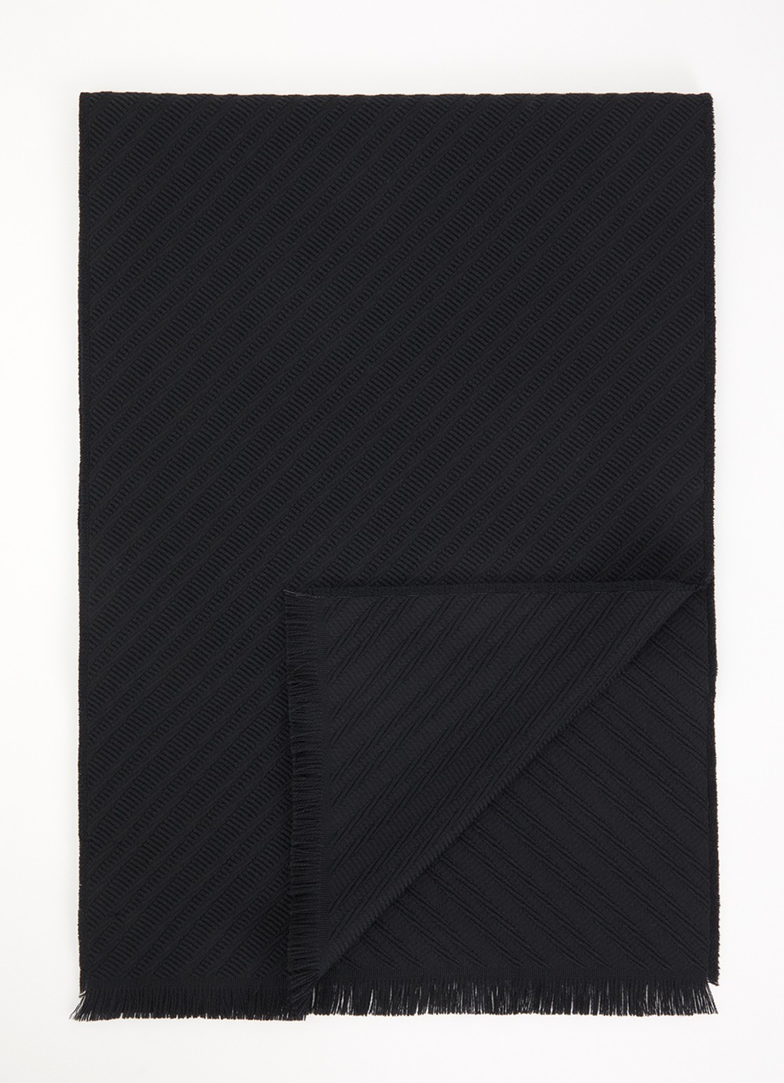 Armani Sjaal van scheerwol 180 x 39 cm - voorkant zwart