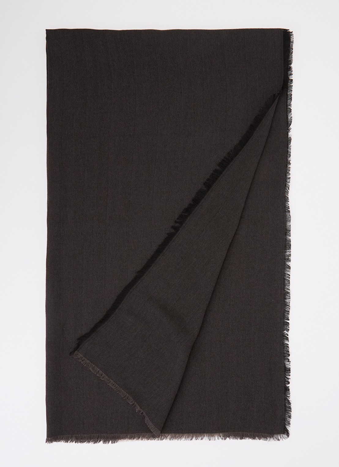 Armani Sjaal van scheerwol met logoprint 65 x 180 cm - voorkant antraciet