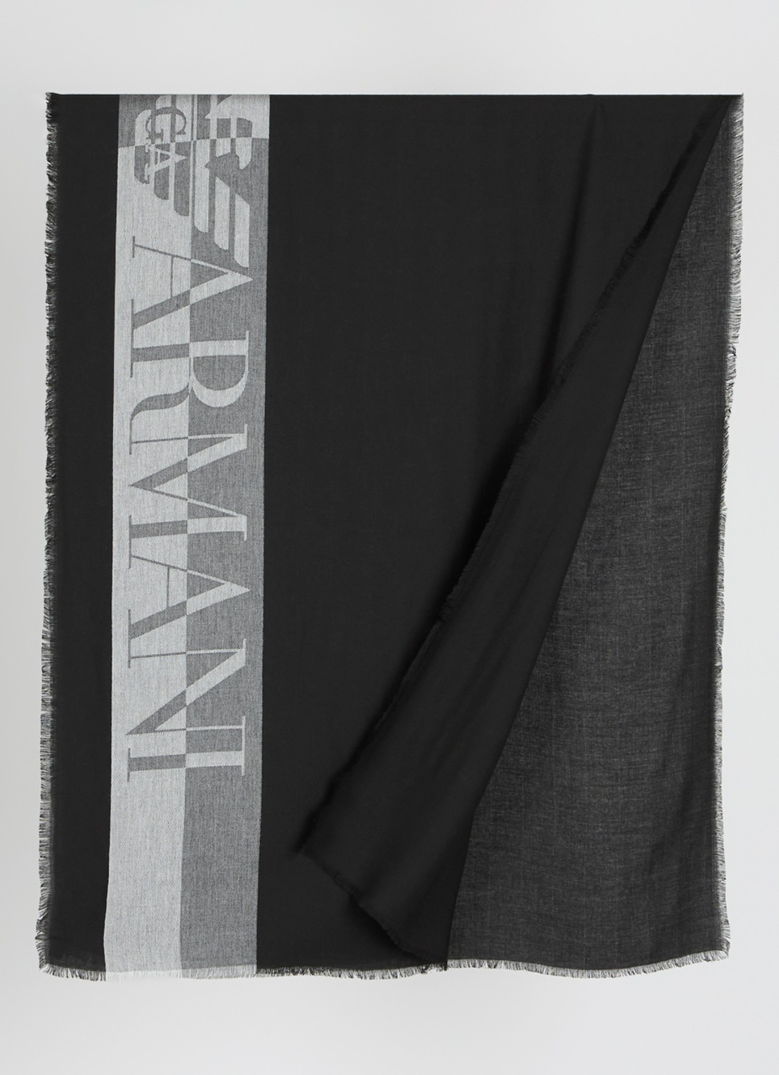 Armani Sjaal van scheerwol met logoprint 65 x 180 cm - detail 2 zwart