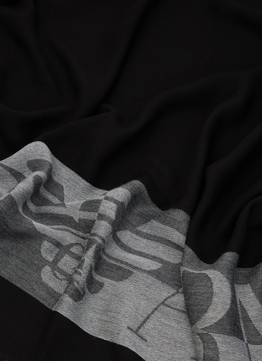 Armani Sjaal van scheerwol met logoprint 65 x 180 cm - detail 3 zwart